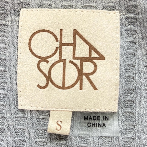 Chaser Shirt Womens Size Small Solid Gray Waffle Knit Button Long Sleeve Tee Top - Picture 4 of 9